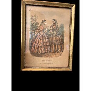 Antique Miroir Des Modes Framed Fashion Print19th Century Women Paris 1877